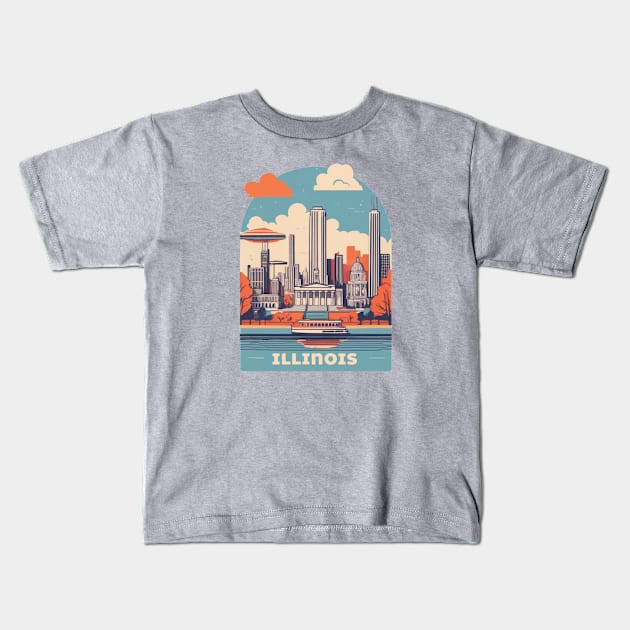 Illinois Vintage Design Kids T-Shirt by huefinder